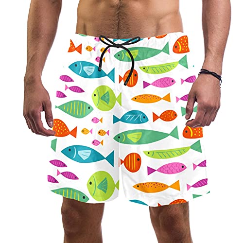 Short de bain pour homme Colorful Fish idéal pour la plage et le surf en été