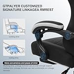 GTPLAYER Gaming Chair, Computer Office Chair with Pocket Spring Cushion, Linkage Armrests and Footrest, High Back Ergonomic Computer Chair with Lumbar Support Task Chair with Footrest(Black) - Image 5