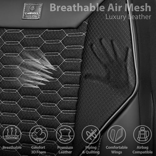 Image of CAR PASS 3D Foam Mesh Leather Car Seat Covers Front Seats, Air Cool Mesh Front Seat Covers for Car, Universal Fit for SUV Truck Sedan Automotive, Armrest Airbag Compatible, Black and Gray