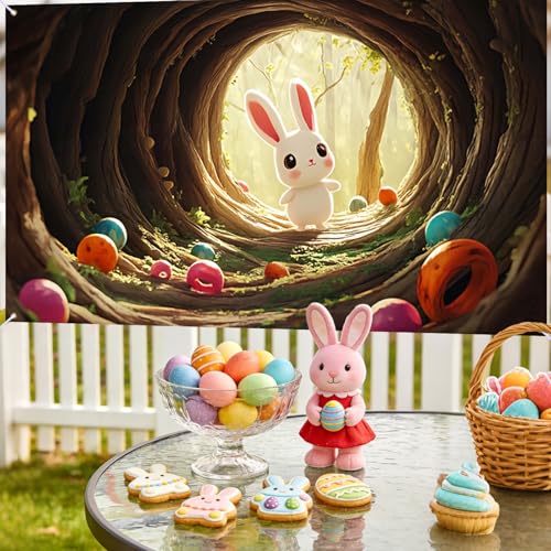 Image of Nuxovilar Easter Banner Bunny Tunnel Spring Celebration 43x70 Polyester