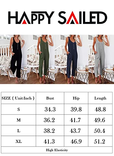 Happy Sailed Womens Loose Sleeveless Scoop Neck Tank Top Long Thermal Knit Jumpsuit Rompers With Pockets Green M #TOP5