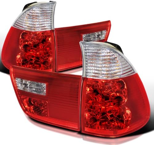 LT-X500RPW-APC BMW X5 4Door Euro Chrome Red/Clear Lens Rear Tail Brake Lights Pair