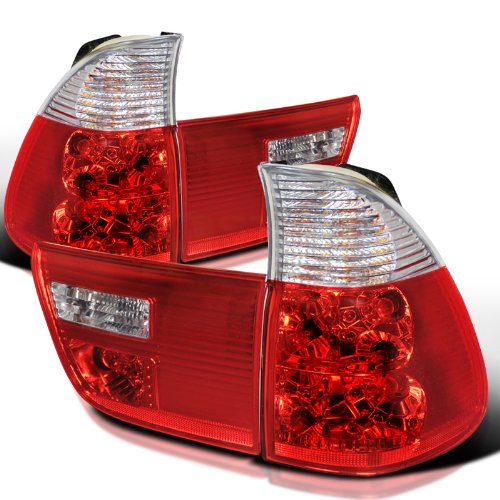 LT-X500RPW-APC BMW X5 4Door Euro Chrome Red/Clear Lens Rear Tail Brake Lights Pair