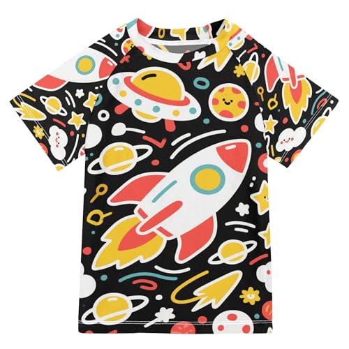 Simple Pattern Black Boy Bathing Suit UV Protection Athletic Shirt Swimwear Beach Tops 3T