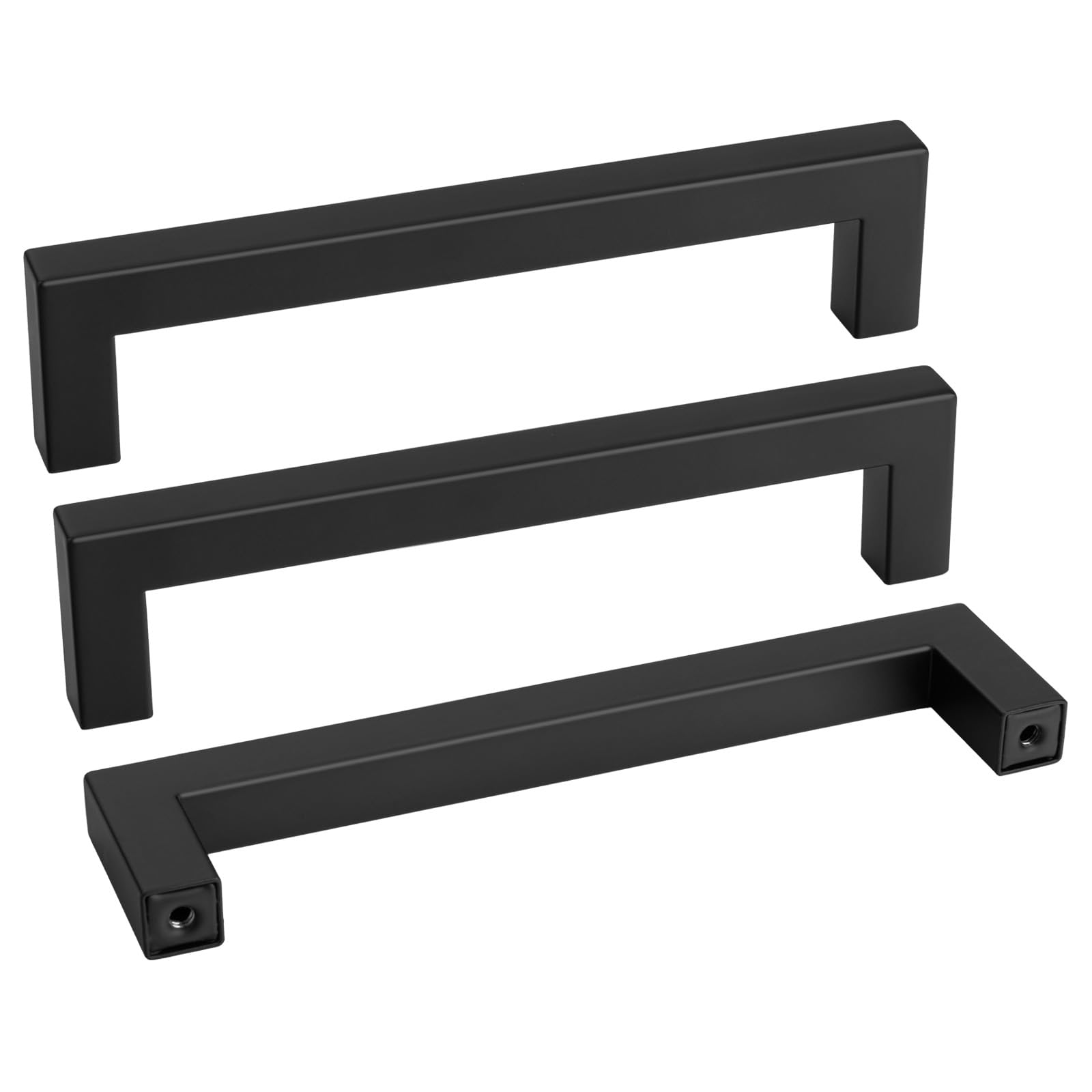 Goldenwarm Black Cabinet Handles Matte Black Drawer Pulls Stainless Steel Cabinets Hardware Square Bar Modern for Kitchen Bathroom Cupboard, 30 Pack 6