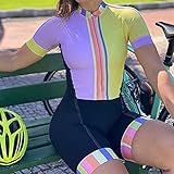Frauen Radfahren Trikot Triathlon Kurzarm Radfahren Kleidung Anzug Sweat Shirt Kleidung Radfahren Kleidung Overall (Color : Black, Size : S)
