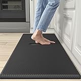 DEXI Anti Fatigue Kitchen Mat, 3/4 Inch Thick, Stain Resistant, Padded Cushioned Floor Comfort Mat for Home, Garage and Office Standing Desk, 70'x20', Black