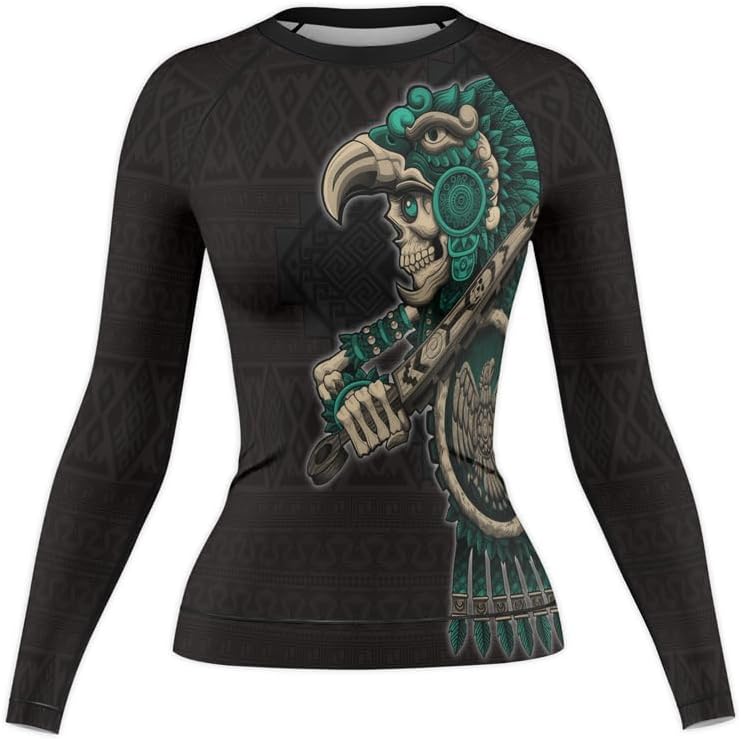 Aztec Grappling Rash Guard for Women MMA BJJ Long Sleeve Compression Shirt Training No Gi Fight Gear