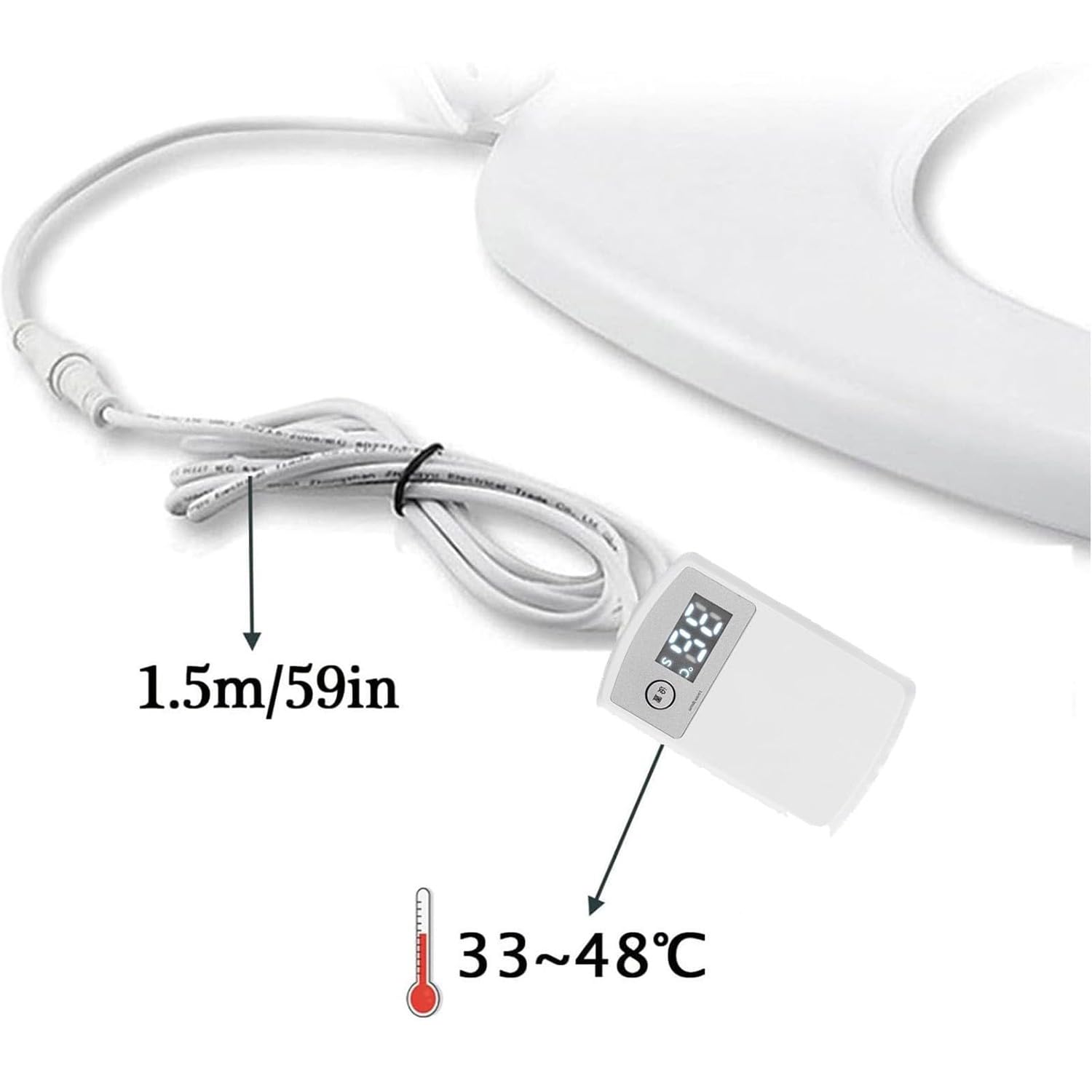 Sedile WC riscaldato intelligente, sedile elettrico per bidet con temperatura regolabile, design a forma di D, chiusura ammortizzata, copriwater intelligente, sedile WC elettronico per il massimo