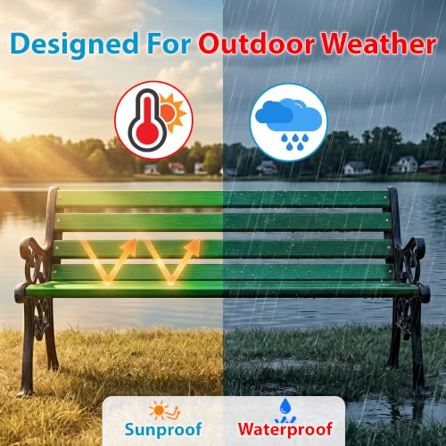 Image of BRISHI 3 Seater Cast Iron FRP Garden Bench for Indoor & Outdoor Park /Patio /Living Room /Terrace /Balcony (Black + Green)