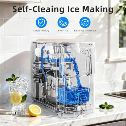Image of Antarctic Star Portable Countertop Ice Maker, 18Lbs /24H Self-Cleaning Ice Machine, One-Touch Operation with Ice Scoop Included, for Home Kitchen Office, White