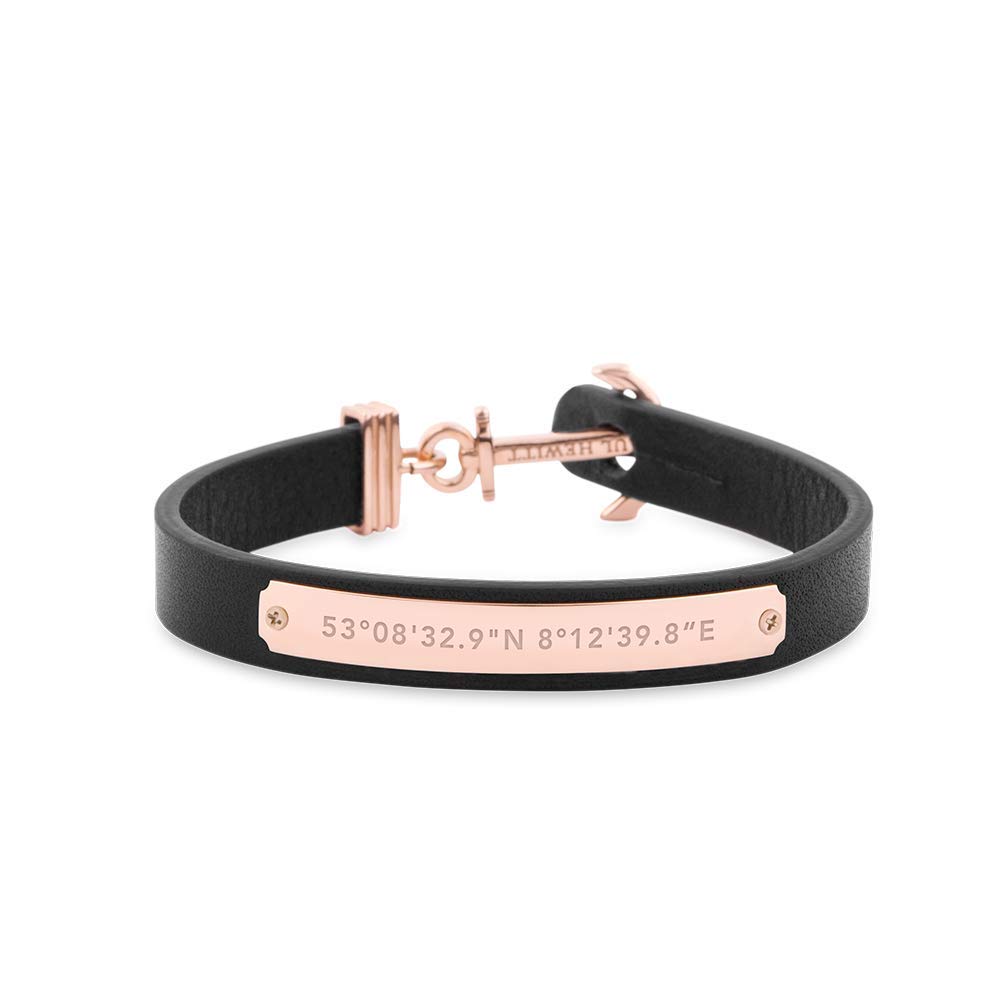 PAUL HEWITT Anker Armband Signum Koordinaten - Armband Leder Damen mit Anker Schmuck aus IP-Edelstahl