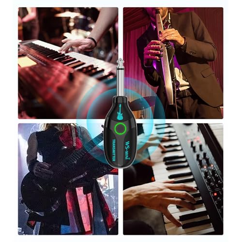 Sistema inalámbrico para guitarra 2.4G 48K/16bit transmisión en tiempo real con batería recargable y 4 canales con luces indicadoras coloridas miniatura 4