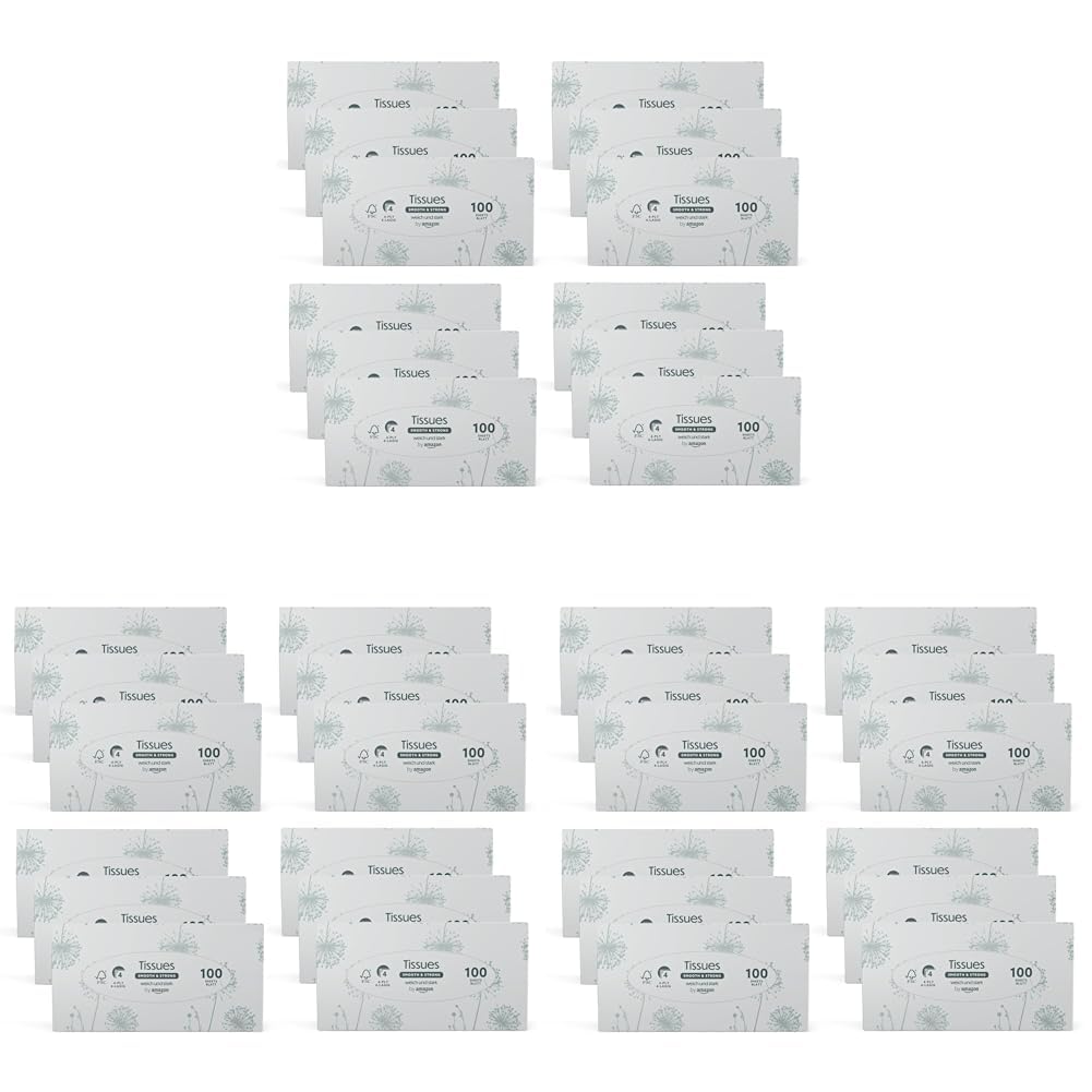 by Amazon 4-lagige Papiertaschentücher-Boxen, 1200 Stück, 36 Packungen mit 100