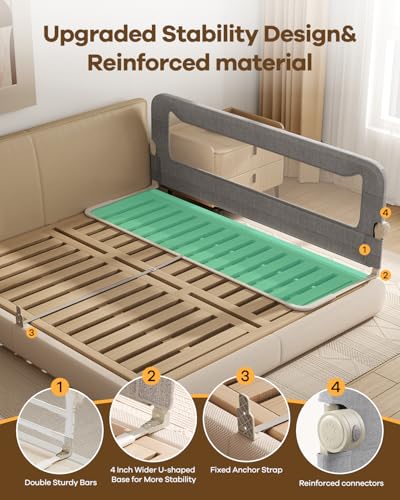 image for GrowthFun Foldable Bed Rail for Toddlers, 71in Reinforced Carbon Steel