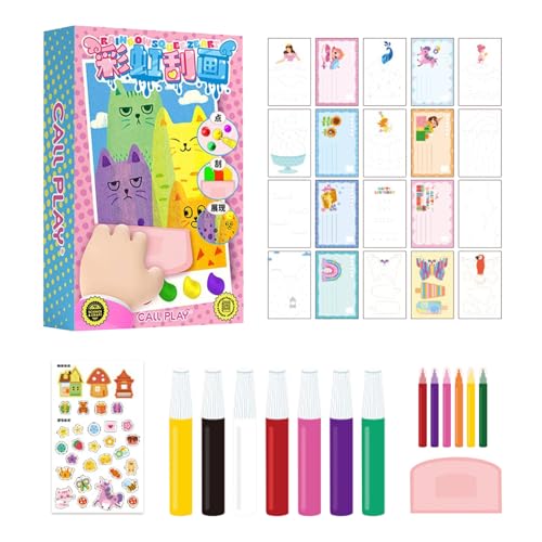 Papel para pintar y rayar – Juego de manualidades con puntos de color, hojas de dibujo creativas con herramientas para niños | Perfecto para el aprendizaje artístico en el aula, regalo de actividades