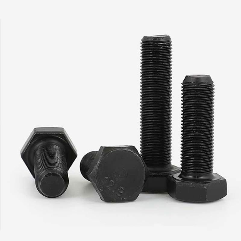 M9 Black 12.9 Steel Hexagon Head Bolts Screws DIN933 Pitch 1.0/1.25/1.5 (M9-1.25 x 12mm, 5pcs)