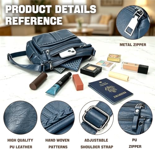 Image of ELDA Purses for Women Pocketbooks Soft PU Leather Ladies Crossbody Purse Multi Pocket Shoulder Bag