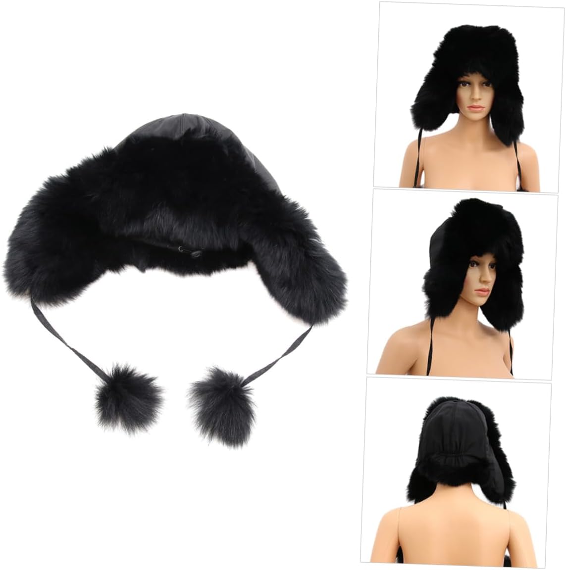 Didiseaon Xmas Fur Hat for Women Girls, Warm Fashion Winter Black Fur