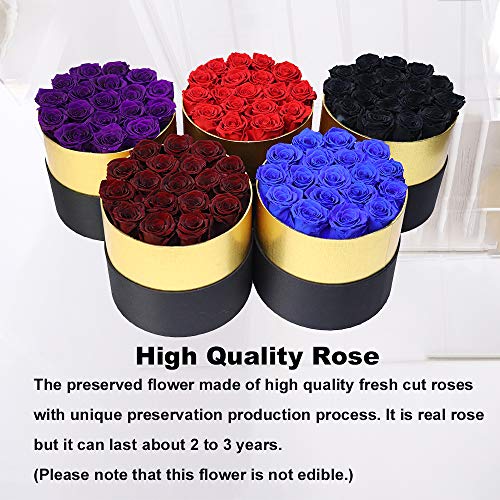 Royal Blue Preserved Roses Handmade Real Roses in Flowers Box That Last a Year, Long Lasting Rose for Valentine's Day, Mother's Day, Birthday, Christmas, Anniversary, Wedding, Thanksgiving