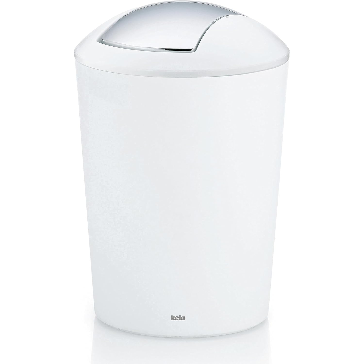 Kela swing lid bin white, cosmetic bin 5l with swing lid, plastic, MARTA, waste bin bathroom white matt