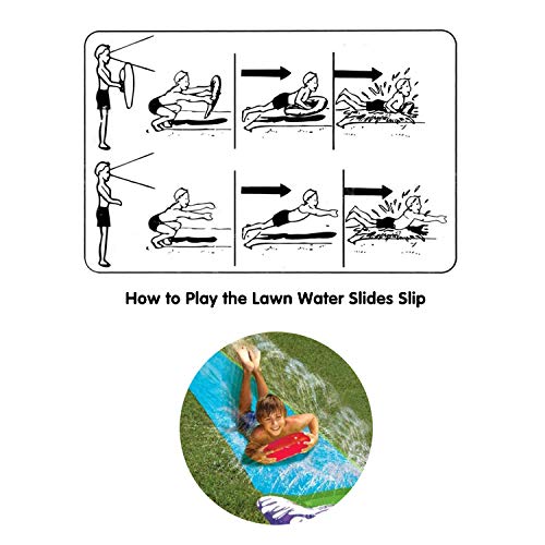 Lawn Water Slide with Crash Pad - 190\" X 28\" Giant Blow Up Single Slides for Kids,Adults,3-In-1 Design Outdoor Toys As Water Slide,Slide,Sprinkler for Grass,Backyard,Summer Pool