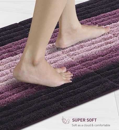 Image of Obsessions Soft & Plush Bath Mat | Quick Dry, Stain & Skid Resistant | Luxuriously Soft, Long Lasting Color | TPR Latex Backing, Size 50x80 cm, Mauve & Plum