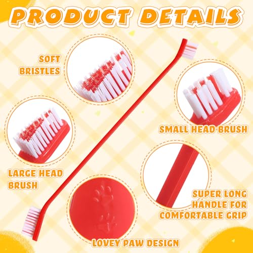Image of Nuenen 150 Pcs Dog Toothbrush Dual Headed Dental Brushes Puppy Tooth Brushing Kit Long Handle Toothbrush for Large and Small Dogs Cats Most Pets Teeth Cleaning Oral Care Supplies (Bright Color)