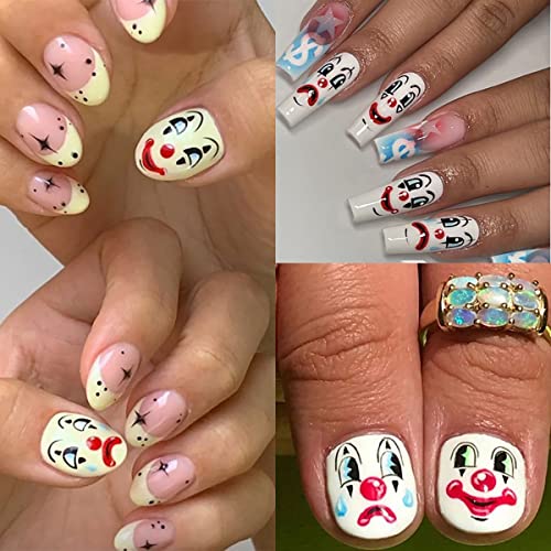 6 Sheets Ghost Face Nail Art Stickers 3D Self-Adhesive Acrylic Nail Supplies Goth Nail Decals Funny Ghost Clown Nail Design Stickers Horror Gothic Nail Stickers For Women Diy Manicure Tips Decoration #TOP5