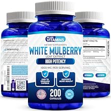 We Like Vitamins White Mulberry 1000mg 200 Vegan Capsules White Mulberry Leaf Extract Capsules Supplement