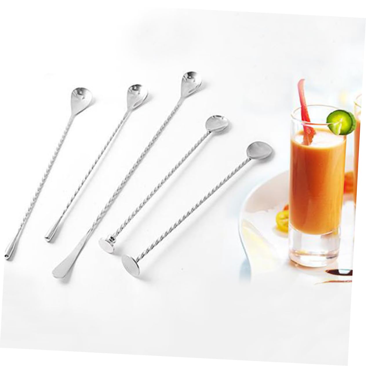 Unomor Cocktail Stirrers Swizzle Sticks 304 Stainless Steel Mixing Spoon Twist Spoon for Long Spoon for Drinks