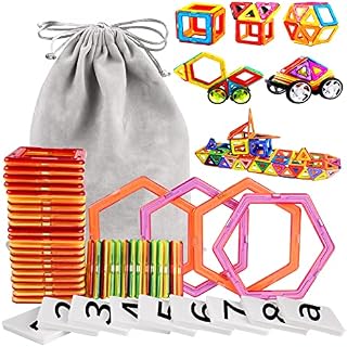 Kids Magnetic Building Block 74 Pieces Magnetic Blocks Boys Girls Building Tiles Construction Educational STEM Toys for 3+ Years Kids Childrens Christmas Birthday Gift