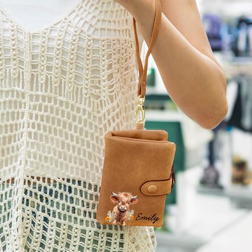 CALLIE Wallet Women Personalized with Scottish Cow and Name on Wristlet Wallet - Women Wallet, Birthday Christmas Gifts for Women3