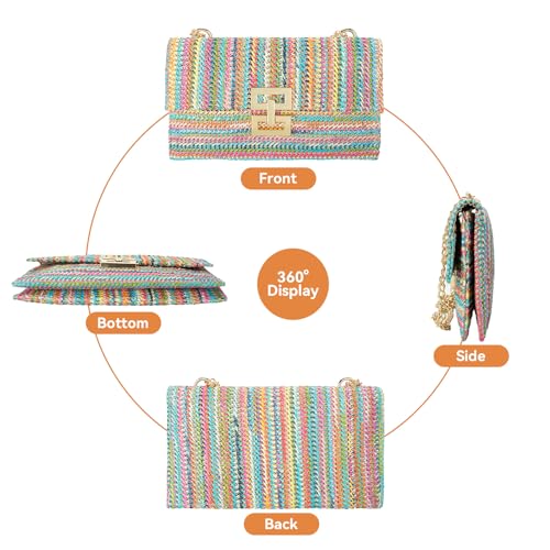 Image of Gets Straw Clutch Purse for Women, Woven Beach Bag Summer Corssbody Purse Small Rattan Shoulder Bag for Travel | Hand-woven