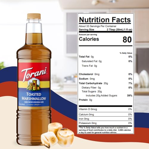 Image of Torani Toasted Marshmallow Syrup 1L with Pump - Flavoring for Latte & Drink