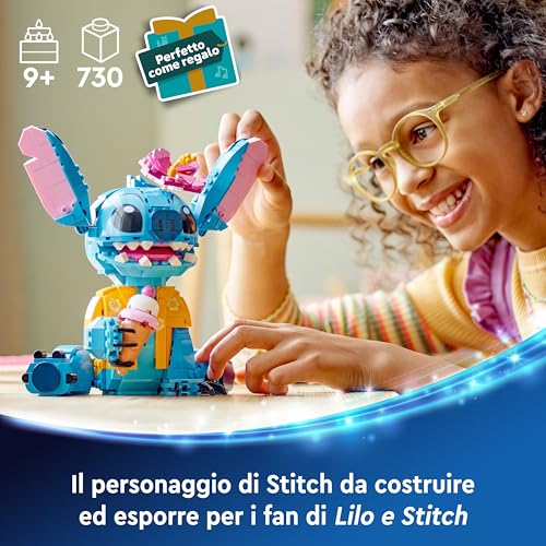 | Disney Stitch Giocattolo - Personaggio da Esposizione con Cono Gelato e Fiore Decorativo - Giochi di Natale - Regalo per Bambine, Bambini e Fan del Film Lilo e Stitch da 9 Anni in su - 43249 - Lego - Immagine 1