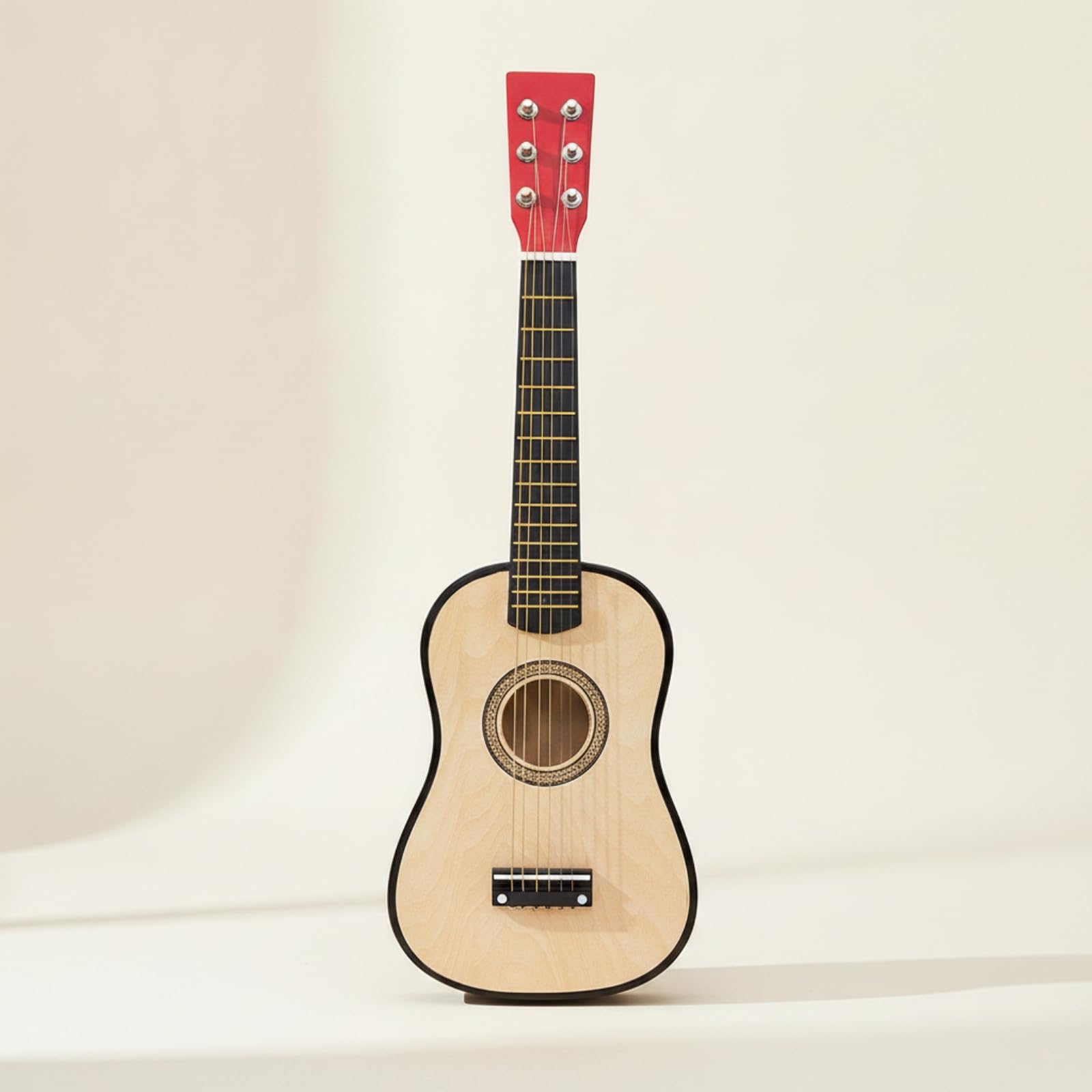 Qianly Chitarra Acustica Maneggevole Chitarra Piccola Suono Caldo Strumento Musicale per Bambini, Studenti, Casa, Nero, 23 Pollici