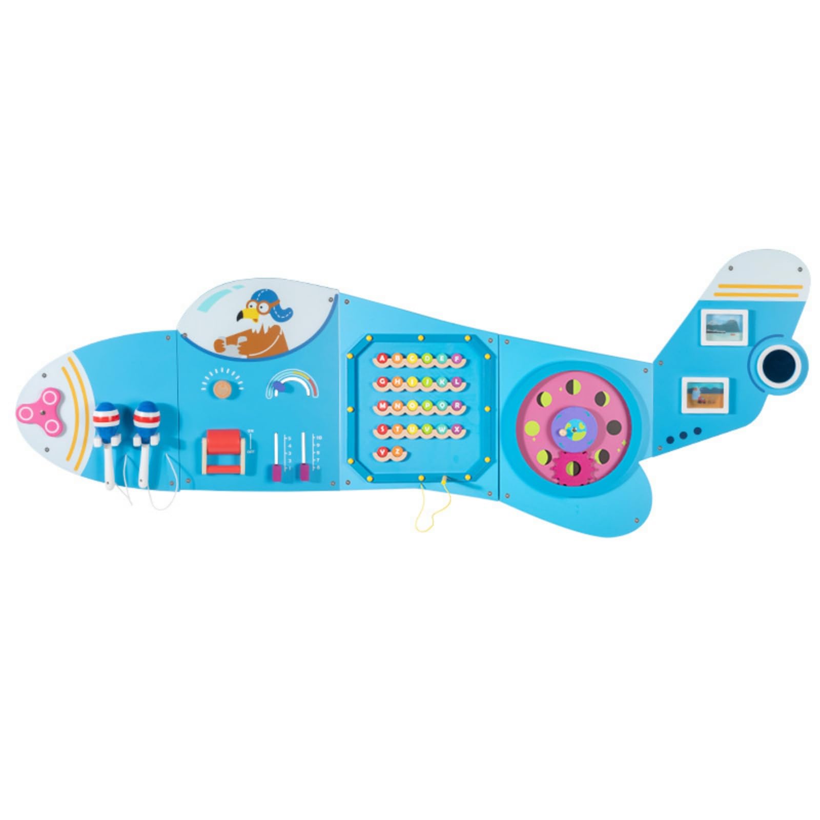 Colcolo Busy Board Resistente Interactivo, Tablero Pared con Forma Avión, Seguro, Panel Actividas Pared, para Guarría, Niños