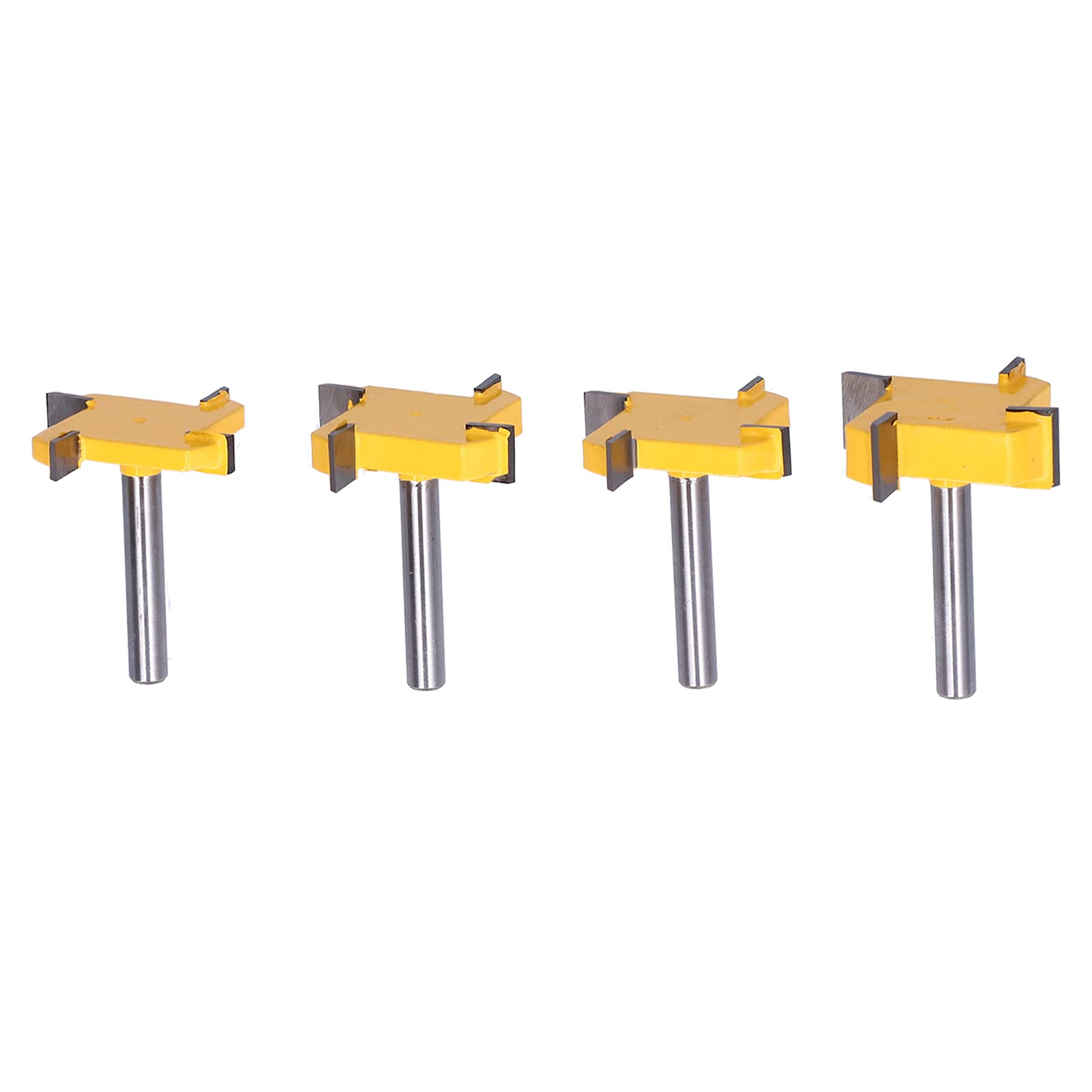 Punta per router da superficie, gambo da 1/4", a 4 flauti, con punta per spianare lastre; fresa CNC per lavorazione del legno, rivestita in PTFE, ideale per legno massello,