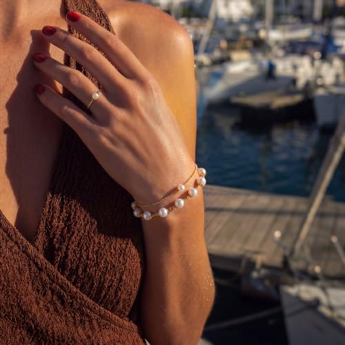 Image of MEVECCO Bracelet for Women 14K Gold Plated Dainty Chain Simple Jewelry Cute Handmade Minimalist for Her