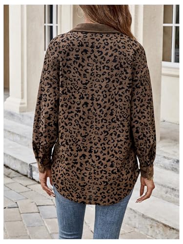 SOLY HUX Women's Leopard Print Jacket Button Down Long Sleeve Shacket Fall Jacket Outerwear2