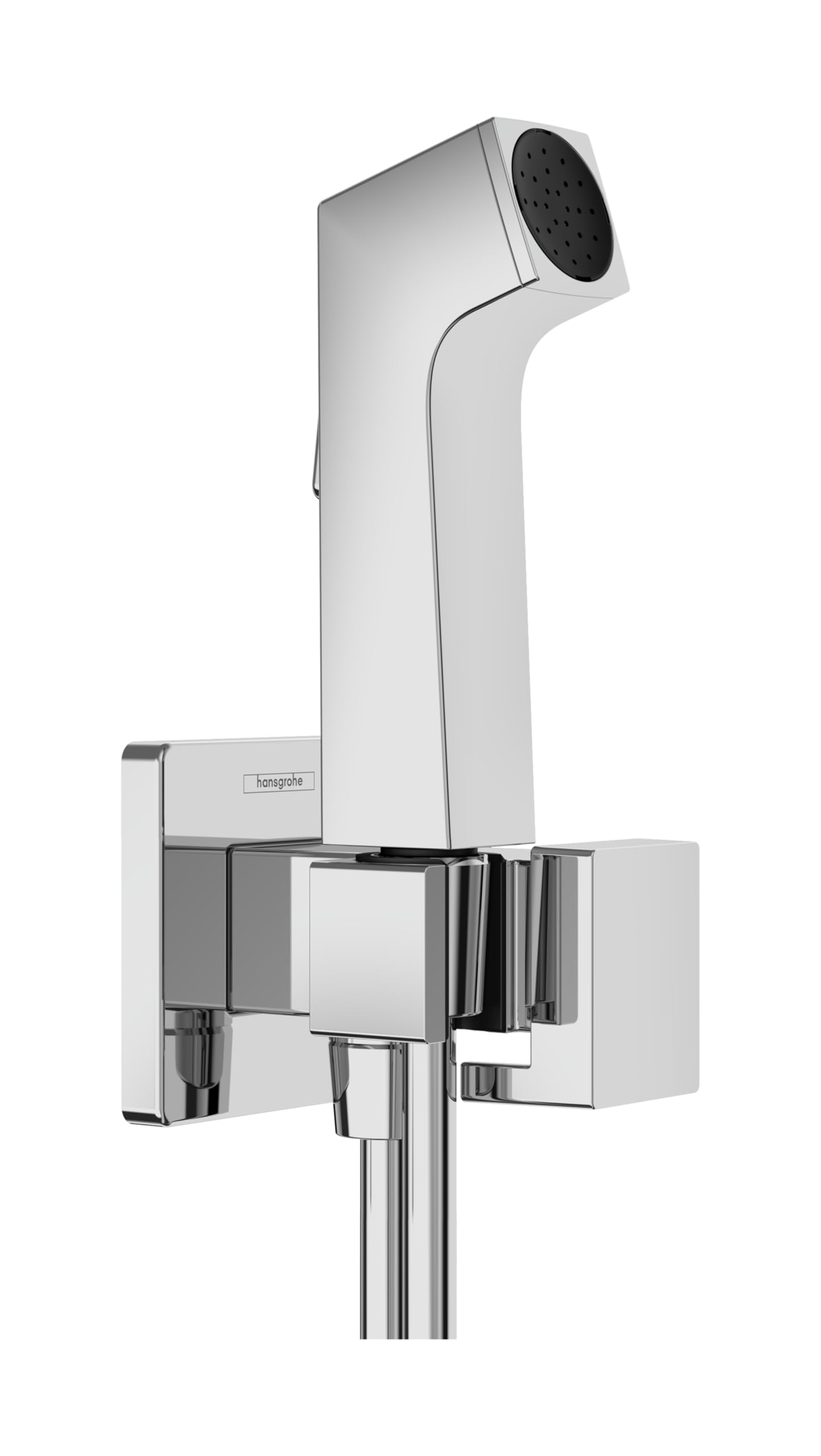 hansgrohe Bidette Handbrause E mit 1 wassersparenden Strahlart (EcoSmart), inkl. Absperrventil, Brausehalter und Brauseschlauch 1,25 m, für Kaltwasser, Chrom, 29231000