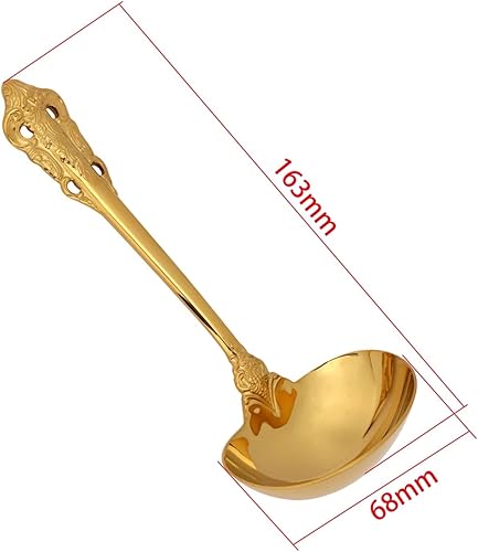 Miniatura 2 de Cucharones de 1 pieza Cuchara de servir de acero inoxidable 304 Cucharón de sopa Herramienta de cocina Accesorios de cocina Cuchara dorada Cuchara