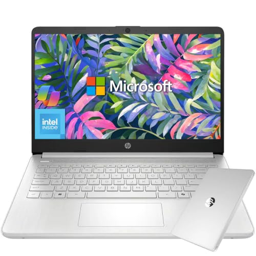 Image of HP 14 inch HD Laptop, Intel N150, 4GB RAM, 384GB Storage (128GB UFS + 256GB SD Card), 720p Webcam, Slim Design, WiFi 6, Student Business Computer, 1 Year Office 365, Win 11 Home S, Natural Silver