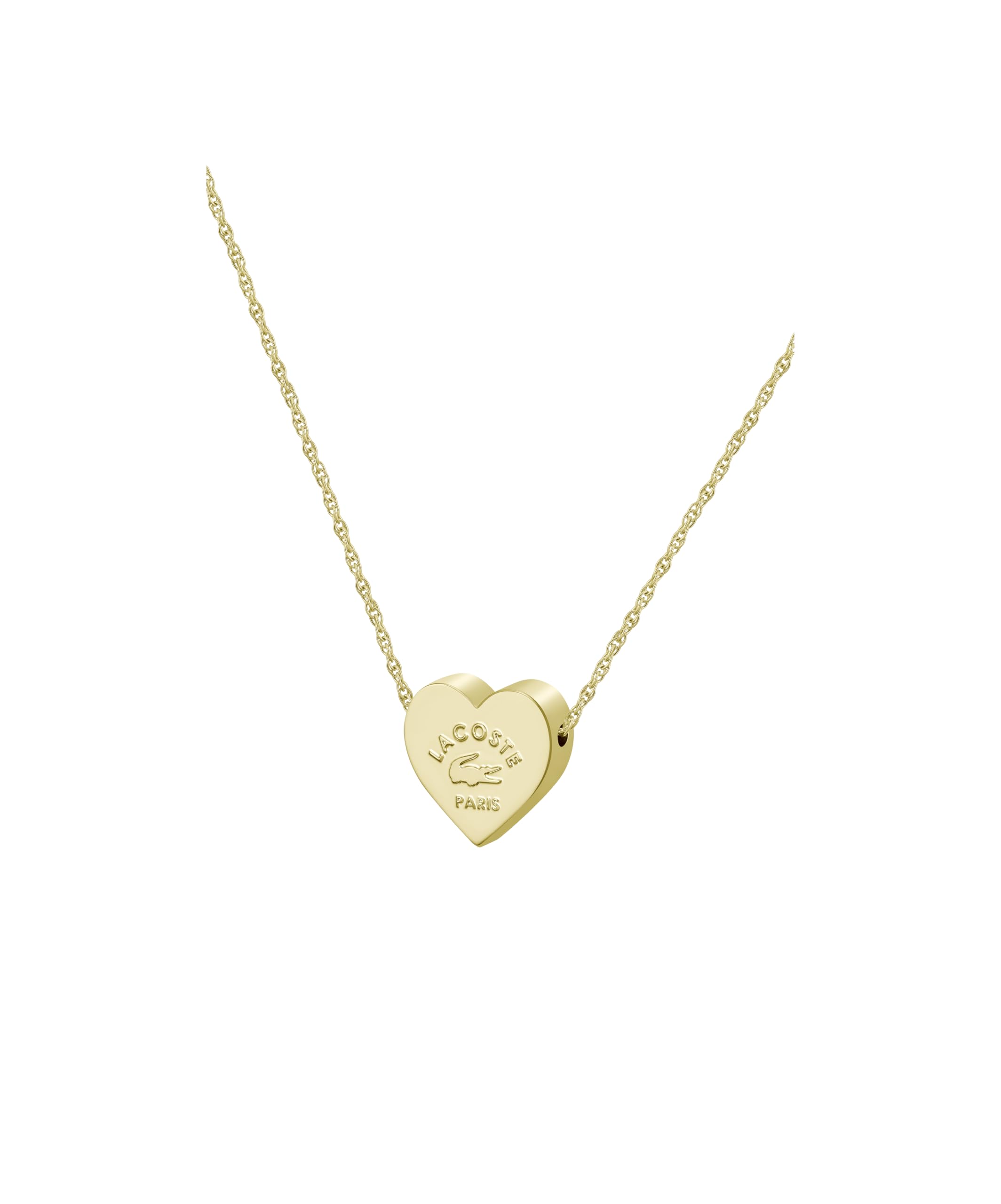 Lacoste Collar de cadena de oro amarillo con colgante de corazón para mujer Love My CROC 2040399, talla única, Acero inoxidable, No es una piedra preciosa