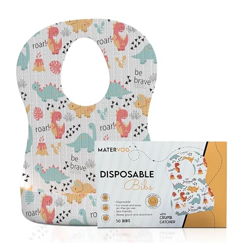 Baberos, Kitchen MATERVOG Baberos desechables – Babero desechable para bebé niño, niña, ligero, transpirable, para cubrir – Baberos no tejidos para una sensación suave,...