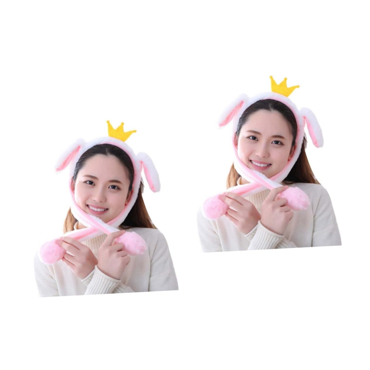 2 Diademas De Peluche Con Orejas Móviles De Animal Para Fiestas Y Eventos.