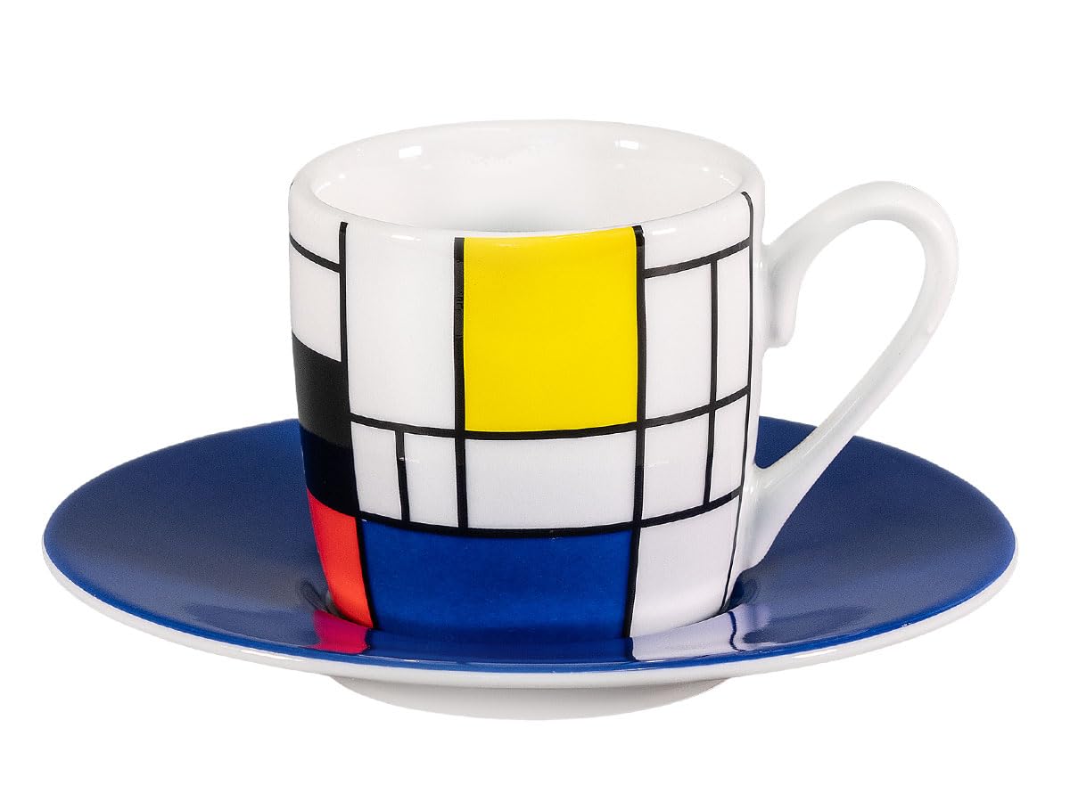 Könitz Espresso Tassen Set Mondrian Small Fragments. 4 Kaffeetassen 65ml aus Porzellan. Espressotassen modern, bunt