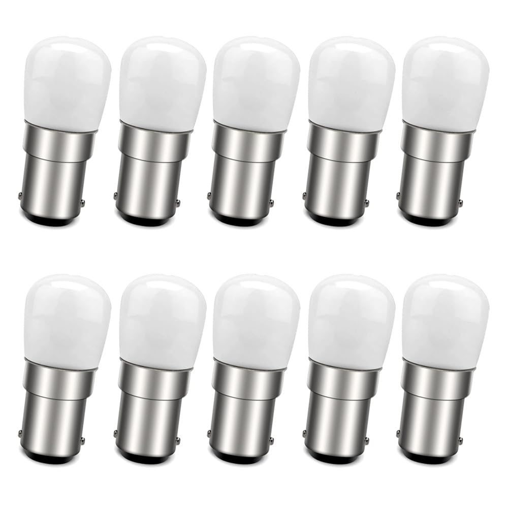 Ruiandsion LED Light Small Bayonet Cap B15 LED Bulbs Frosted SBC AC 12V Warm White Energy Saving Non-Dimmable Chandelier Lightbulbs for Refrigerator Cooker Hood Appliance Lamp 10-Pack