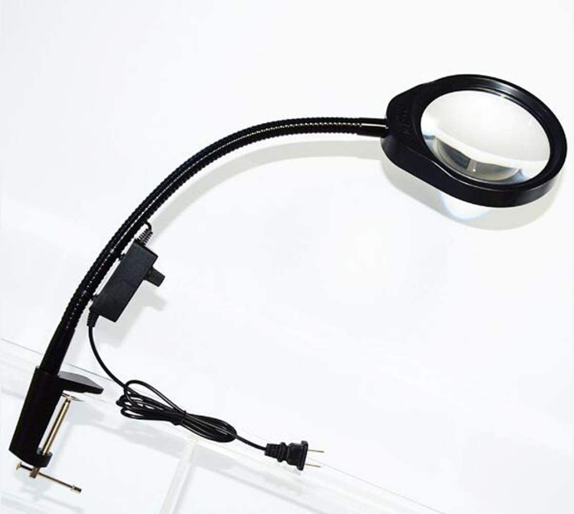 8X 127 MM LED Leuchtlupe Metallschlauch Lupe Schreibtisch Tisch Leselampe Licht mit Klemme, Interesting